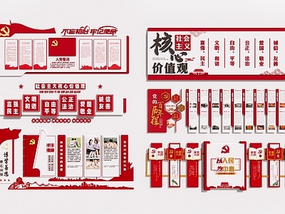 现代文化墙 党建文化墙 社核 百年历程