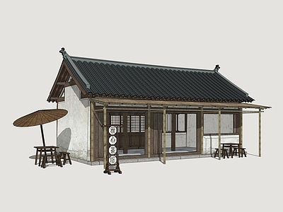 中式新中式乡村民房 宋韵民居 古民居 民俗商业建筑 小吃店 宋代民房