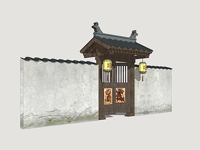 中式庭院门 庭院木门 乡村庭院门 民居院门 民宿大门 入户门
