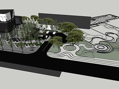 现代极简口袋公园 城市公园 口袋公园 街角绿地