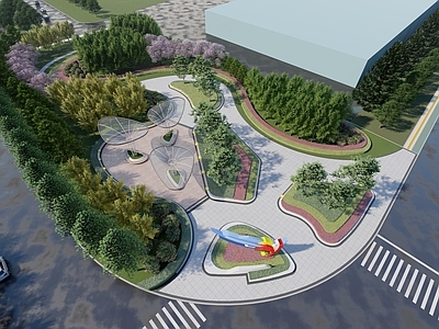 现代口袋公园 现代街角公园 城市口袋公园 城市活动广场