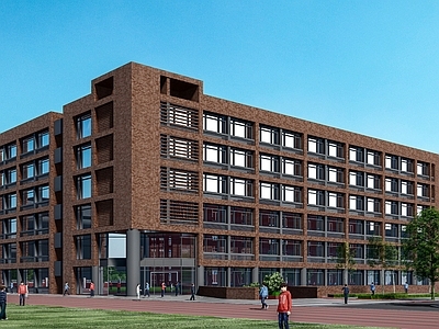 现代学校建筑 红砖现代学校