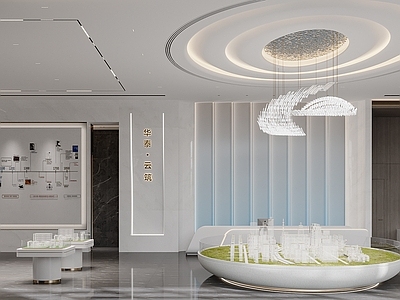 现代极简售楼处 售楼处 沙盘 水吧台 前台