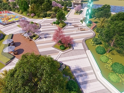 现代口袋公园 现代街角公园 城市口袋公园 现代城市活动广场