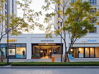 现代街道外景 商业街外景 城市白天街道外景 步行街外景 人行道街景 马路外景
