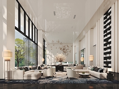 现代新中式售楼处 售楼处 洽谈区 沙盘区