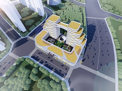 简约工业医院建筑 养老医疗服务院 养老院