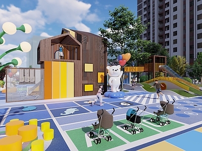 现代儿童游乐空间 现代儿童游乐区 小区儿童活动空间 现代儿童活动