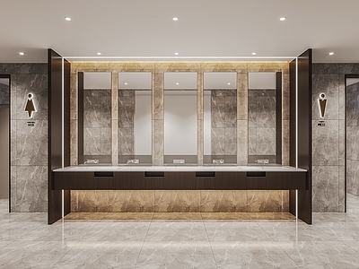 现代公共卫生间 卫生间标识 公卫 洗手池