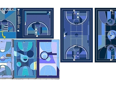 现代篮球场 标准篮球场