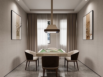 现代新中式棋牌室 新中式棋牌室 麻将桌
