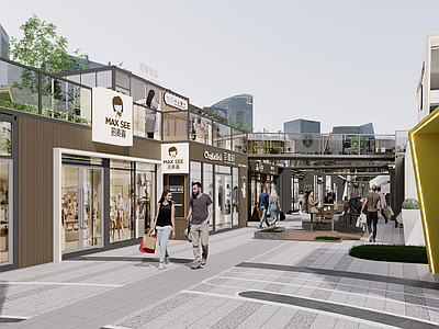 现代商业街 集装箱商业街 网红商业景观 集装箱商业建筑 沿街店铺 网红美食街