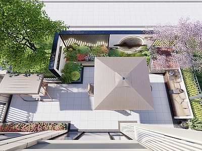 现代新中式别墅庭院 现代庭院 别墅庭院 新中式庭院 庭院花园