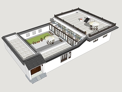 现代新中式四合院 北方民居 民居小院 乡村四合院 民居院落 平房民居