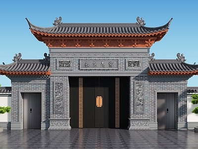 中式新中式古建 大门 门头 庭院大门 景区大门 徽派建筑