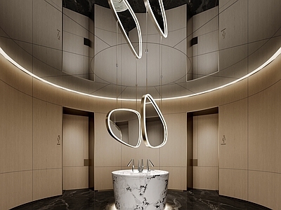 现代公共卫生间 盥洗室 洗手台 公共卫生间