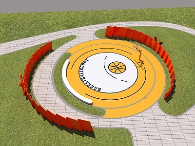 现代体育公园 体育公园 篮球场 圆形篮球场
