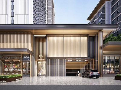 现代小区建筑 现代风格商业街 社区入口大堂 小区主入口 小区沿街商业