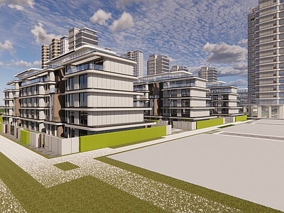 现代轻奢小区建筑 现代简约户型建筑 住宅规划