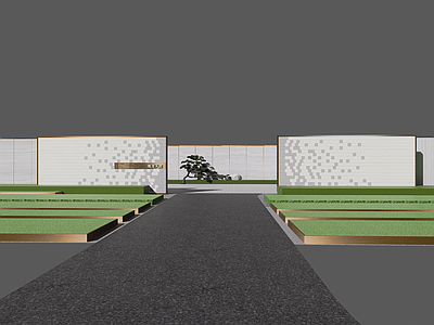 现代新中式景墙 样板区示范区住宅 组合进退景墙