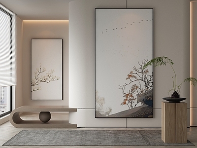 新中式侘寂挂画 油画 书房挂画 茶室挂画 客厅挂画 玄关挂画
