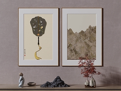 新中式侘寂挂画 油画 书房挂画 茶室挂画 客厅挂画 玄关挂画