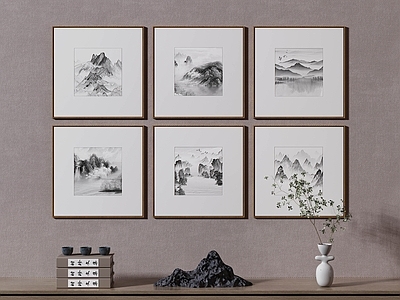 新中式侘寂挂画 油画 书房挂画 茶室挂画 客厅挂画 玄关挂画