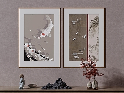 新中式侘寂挂画 油画 书房挂画 茶室挂画 客厅挂画 玄关挂画