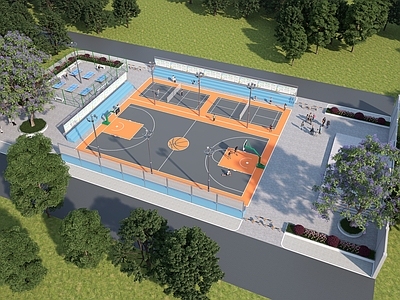 现代篮球场 户外篮球场 羽毛球场乒乓球场 阶梯看台广场灯具 宣传栏