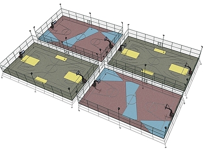 现代篮球场 户外篮球场 运动场地