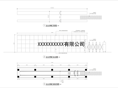 景观节点 入口伸缩大门 工厂大门 道闸 电动门 施工图