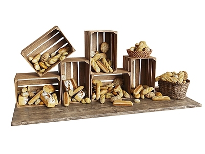 现代甜品面包店 面包堆头面包组合 面包陈列展示 面包美陈展示 面包橱窗 复古面包店