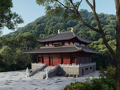 新中式中式古建 寺庙 古建