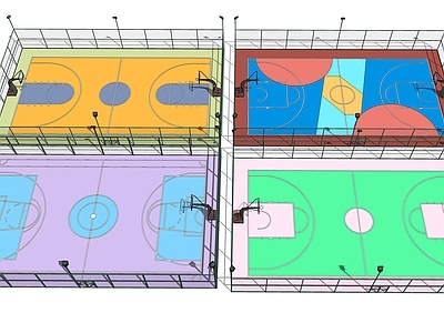 现代篮球场 室内篮球场 体育场地