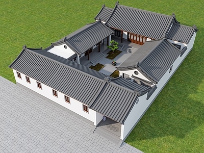 中式新中式四合院 自建房 徽派四合院 三合院 中式别墅 古建