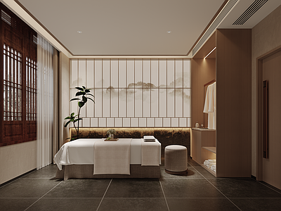 新中式禅意美发店 SPA间 SPA房 按摩间 足浴店 美容SPA间