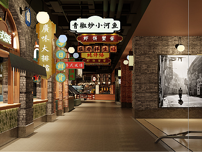中式复古中餐厅 复古餐厅 电梯厅