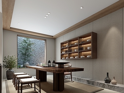 现代新中式茶室 别墅茶室 地下茶室 下沉茶室 地下室