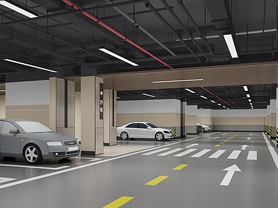 现代室内停车场 现代 停车场 地下停车场