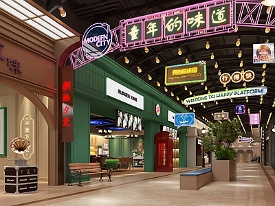 复古其他商业空间 复古商业街 商场商业街道