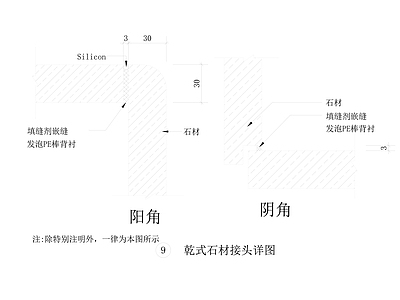 幕墙结构节点 乾式石材幕墙 幕墙阳角 幕墙阴角 施工图