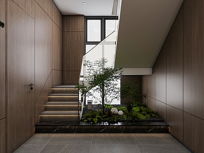 新中式简约楼梯间 会所楼梯间