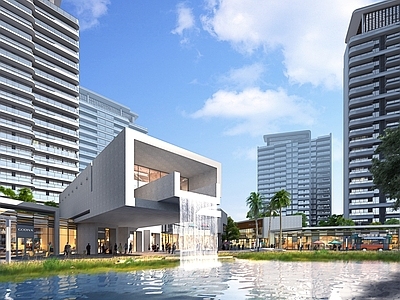 现代售楼处外观 复合型大社区 庭院景观 展示中心 销售中心 灵动空间