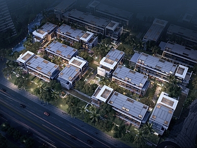 现代别墅外观 现代别墅鸟瞰 别墅群 复合型大社区 别墅夜景