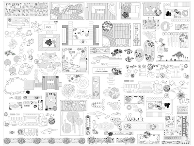 现代综合景观图库 别墅庭院花园 景观造景图块 施工图