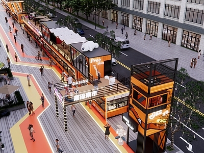 现代商业街 集装箱商业街 商业景观 网红商业街 潮流集市 商业外摆