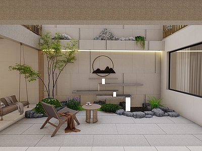 新中式禅意假山水景图库 跌水景 施工图