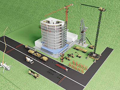 现代其他公共建筑 建筑施工现场 塔吊 烂尾楼