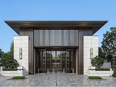 新中式小区建筑 新中式入口大门