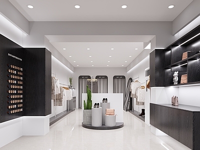 现代简约服装店 女装店 黑白风格服装店 服装店面门头 门头设计